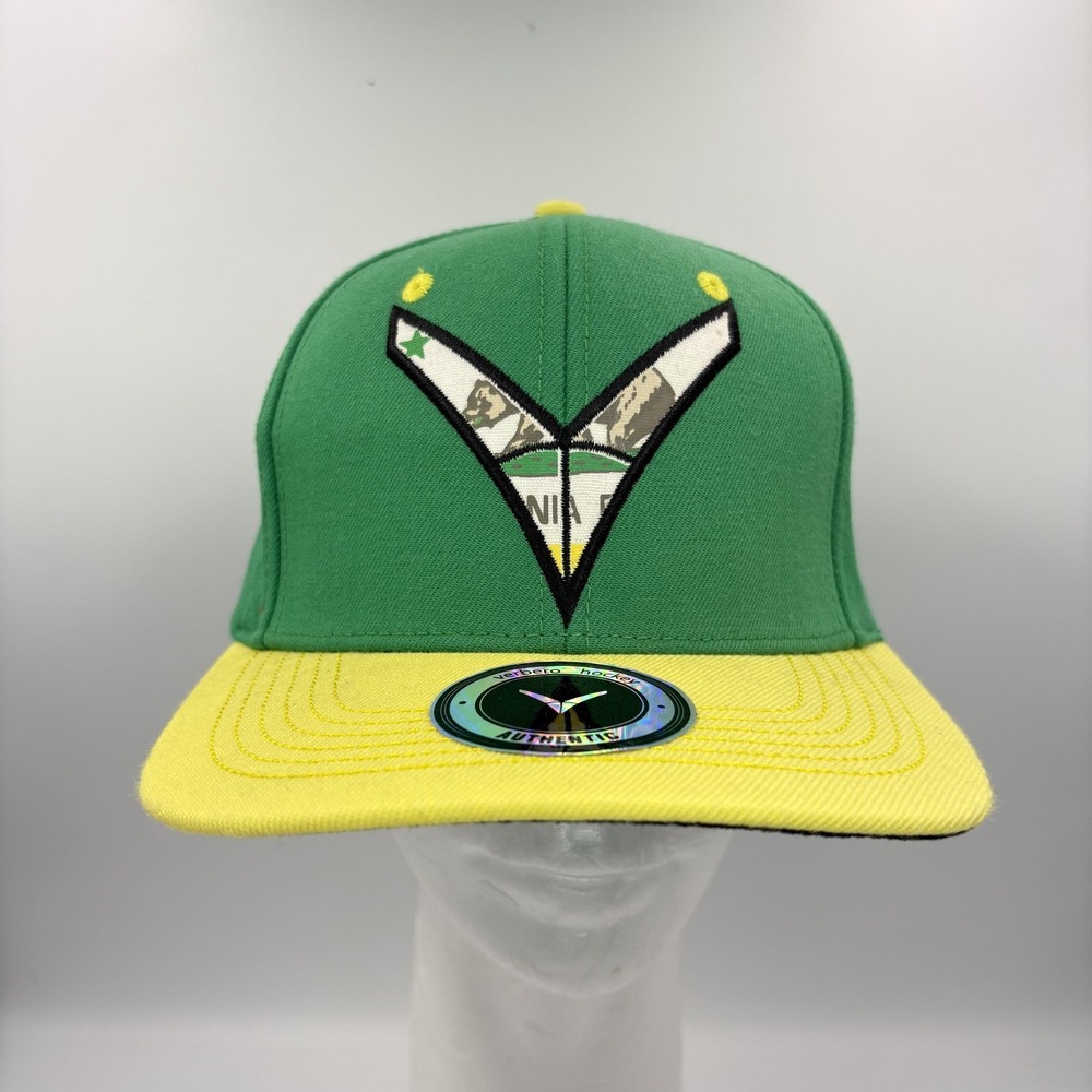 Verbero Republic Hat Cap Snap Back Mens Medium Green Yellow Hockey Flat Bill‎